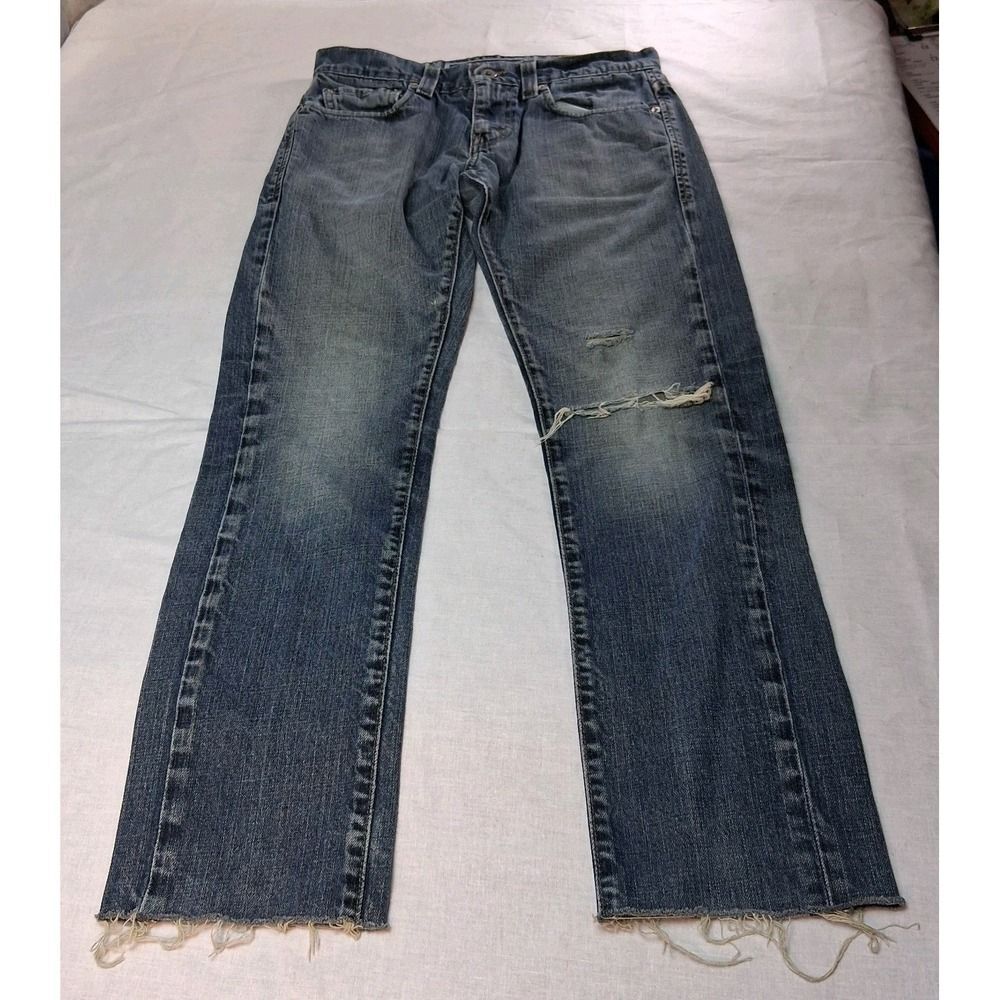 Levi's 511 Slim Skinny Jeans Mens 29x30 Blue Good Distressed Grunge Denim
